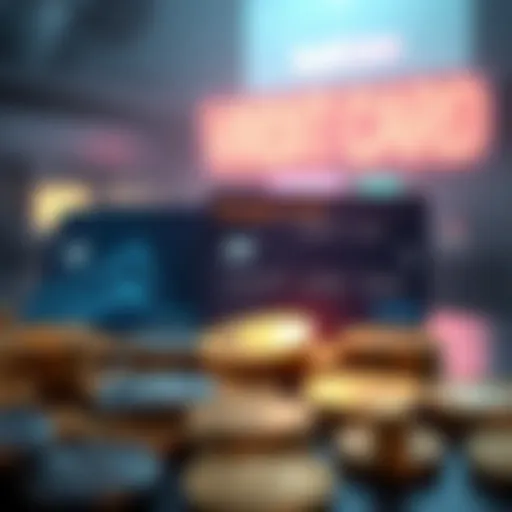 A conceptual illustration of virtual credit cards and cryptocurrency