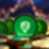 Cryptocurrency symbols with Robinhood logo