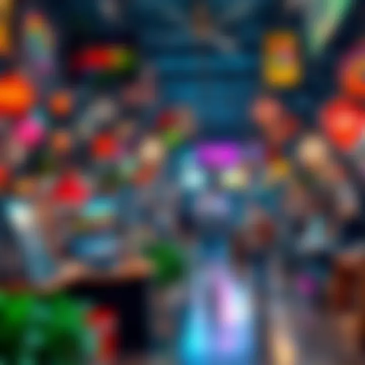 Vibrant Digital Art Marketplace A vibrant marketplace showcasing digital art