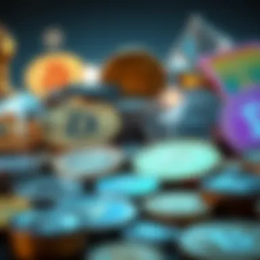 Diverse Types of Cryptocurrencies Illustration of various cryptocurrencies