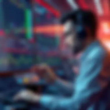 Market Trends and Trading Insights Illustration of a trader analyzing market trends