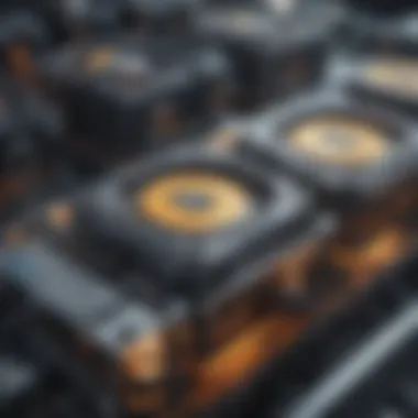 Advanced Cryptocurrency Mining Hardware A close-up of advanced cryptocurrency mining hardware showcasing intricate components and cooling systems.