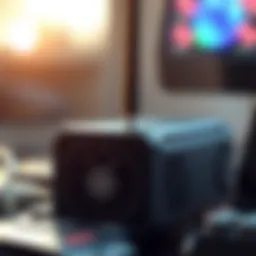 A close-up view of a Helium 5G miner showcasing its sleek design and antenna.