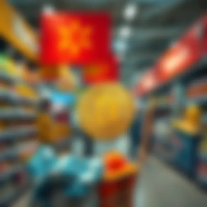 Bitcoin symbol integrated with retail elements