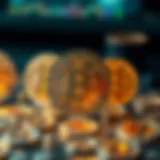 A digital representation of helium cryptocurrency symbols