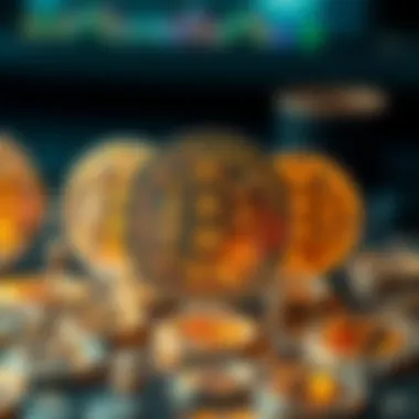 A digital representation of helium cryptocurrency symbols