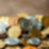 Modern cryptocurrency coins arranged artistically