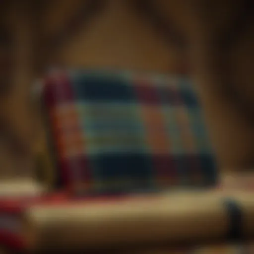 Intricate Pattern of a Plaid Wallet Elegant plaid wallet showcasing intricate pattern