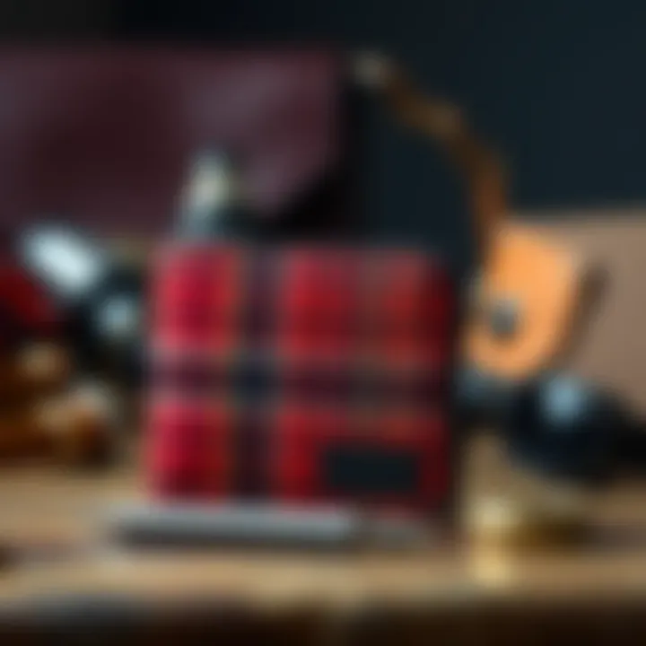 Plaid Wallet with Accessories Stylish plaid wallet styled with accessories